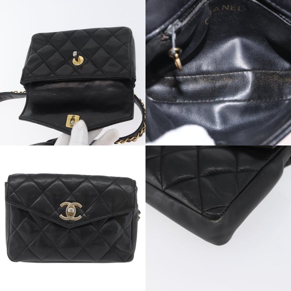 Chanel Matelasse Waist Bag Leather Black Gold CC - Picture 5 of 8